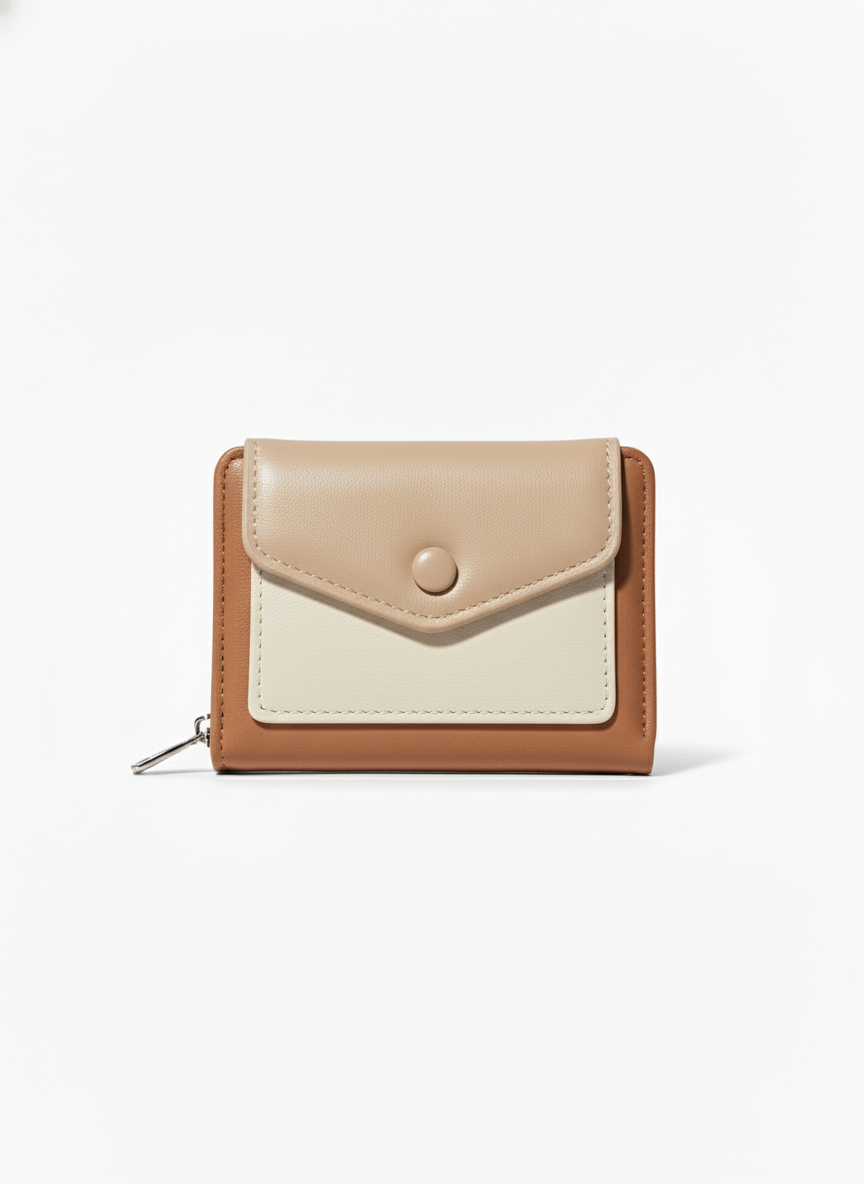 Beige and Off-white | Snap Wallet