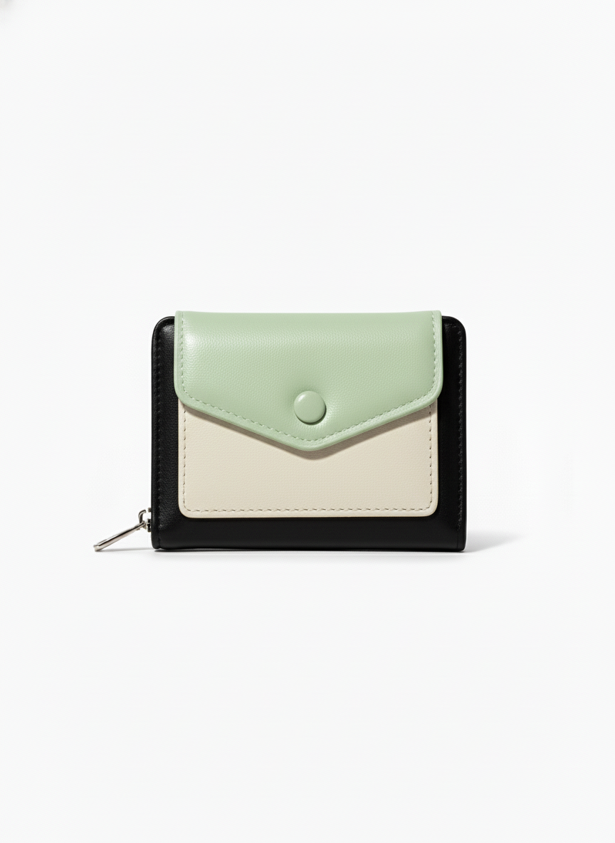 Black, Pastel Green and off-white | Snap Wallet